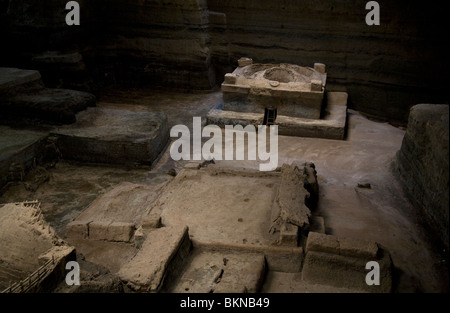 Les ruines d'un maya précolombienne village agricole, préservés sous des couches de cendres volcaniques Joya de Cerén El Salvador Banque D'Images