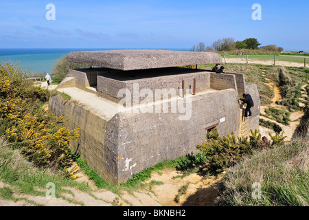 La Seconde Guerre mondiale, poste de direction de tir de la Batterie de Longues, une partie de la WW2 Atlantik Wall à Longues-sur-Mer, Normandie, France Banque D'Images