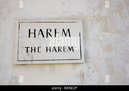 Panneau d'entrée à l'harem au Palais de Topkapi à Istanbul Banque D'Images