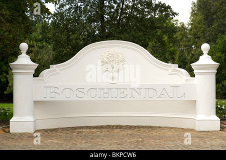 L'entrée du vin Boschendal estate à Franschhoek. Banque D'Images