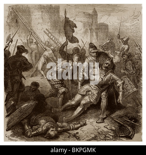 Le 6 mai 1527, lors de l'assaut de Rome, le connétable de Bourbon a été mortellement blessé par une arquebuse. Banque D'Images