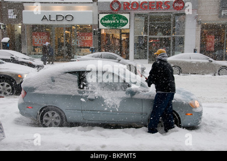 Tempête de neige, le centre-ville de Montréal Canada Banque D'Images