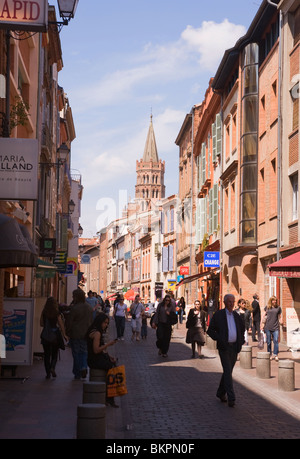 L'étroite rue du Taur occupé dans le centre de Toulouse, Haute-Garonne Midi-Pyrénées France Banque D'Images
