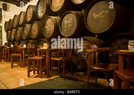 El Pimpi Bar, bar traditionnel à Malaga, Andalousie, Espagne Banque D'Images