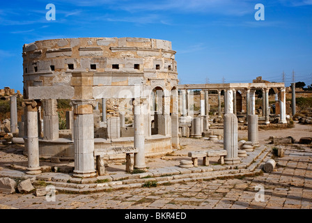 La Libye, Leptis Magna. Le marché. Banque D'Images