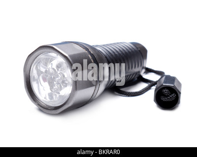 Lampe LED portable tourné sur fond blanc Banque D'Images