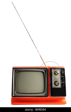 Vintage Orange la télévision depuis les années 1970 isolated over white background - With clipping path Banque D'Images