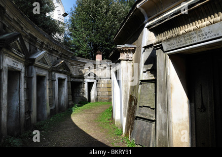 Tombes de la famille victorienne en cercle du Liban, le Cimetière de Highgate West, Londres Banque D'Images