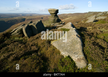 Le grenier à sel, un rocher sur le bord de la Derwent, Pinnacle Peak District, Derbyshire, Angleterre, RU Banque D'Images