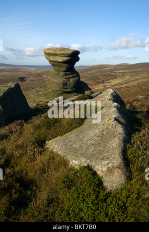 Le grenier à sel, un rocher sur le bord de la Derwent, Pinnacle Peak District, Derbyshire, Angleterre, RU Banque D'Images