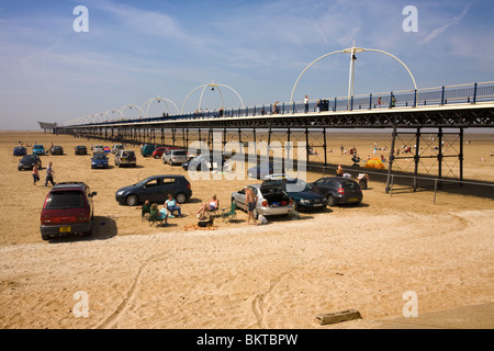 Plage et jetée de Southport, Merseyside, Angleterre Banque D'Images