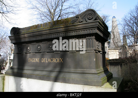 Eugene Delacroix tombe cimetière de Père Lachaise, Paris, France. Banque D'Images