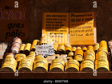 Conserves de produits locaux Domme, Dordogne, Sud Ouest France, Europe Banque D'Images