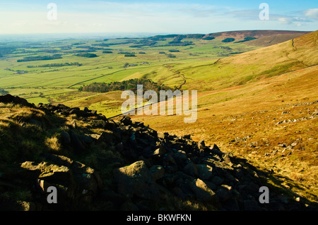 Vue sur Bleasdale dans la forêt de Bowland, Lancashire, Angleterre Banque D'Images