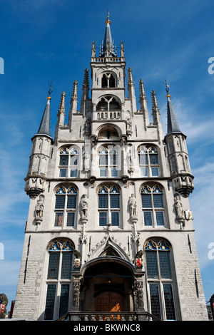 Détail de l'hôtel de ville historique ou Stadhuis à Gouda aux Pays-Bas Banque D'Images