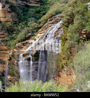 Wentworth Falls vu du dessous Rocket Point, Blue Mountains National Park, New South Wales, Australie Banque D'Images