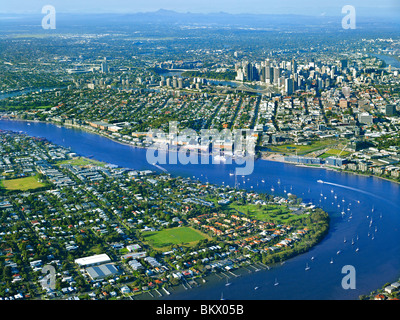 Vue aérienne de Brisbane Queensland Australie à l'ouest de Bulimba Banque D'Images