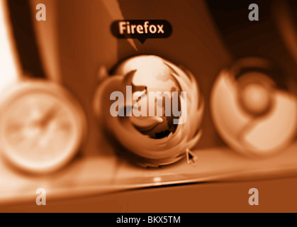 Photo Illustration du navigateur web Mozilla FireFox dans le dock d'un Macbook Banque D'Images