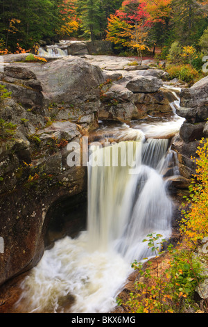 La vis à vis tombe dans le centre de Grafton Notch State Park. De l'automne. Bear River. Banque D'Images