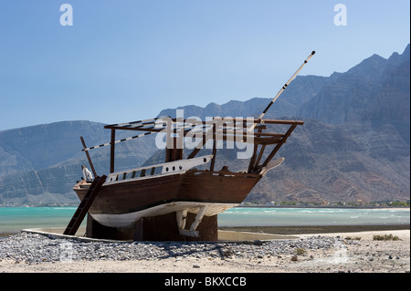 Bateau de pêche traditionnel de la côte d'Oman, Musandam, Banque D'Images