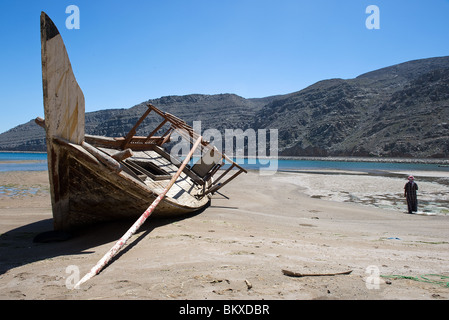 Bateau de pêche traditionnel de la côte d'Oman, Musandam, Banque D'Images