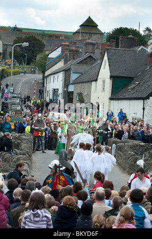 L'homme vert et le gel sur le pont à la reine d'Oisans, Shropshire Banque D'Images