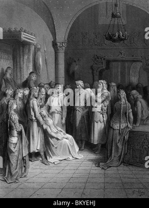 La lecture de la lettre du roi Arthur à Elaine par Gustave Dore de Idylls of the King (1832-1883) USA Illinois Chicago Banque D'Images