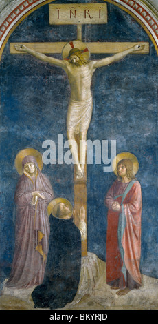 La Crucifixion avec saint Dominique par Fra Angelico fresco 15e siècle (vers 1400-1455) France Paris Musée du Louvre Banque D'Images