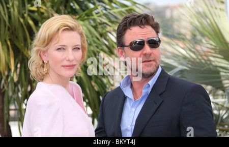 CATE BLANCHETT ET RUSSELL CROWE ROBIN HOOD PHOTOCALL CANNES FILM FESTIVAL 2010 PALAIS DES FESTIVAL CANNES FRANCE 12 Mai 2010 Banque D'Images