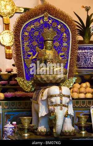 Monastère Wannian temple, et l'hôtel de brique avec Bouddha équitation un éléphant blanc, Chine, Asie, Emei Shan, province du Sichuan, Chengdu Banque D'Images