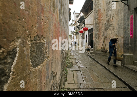 Ruelle traditionnelle, dans Chengkun, village ancien, musée vivant, Chine, Asie, Site du patrimoine mondial, UNESCO Banque D'Images