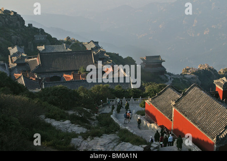 Temple Cloud Azure, Tai Shan, province de Shandong, Taishan, Mont Tai, patrimoine mondial, l'UNESCO, la Chine, l'Asie Banque D'Images