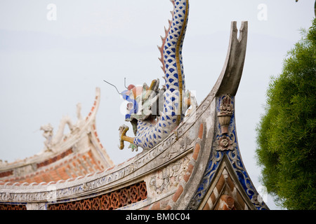 Toit d'un temple à Mazu, île Meizhou, province de Fujian, Chine, Asie Banque D'Images