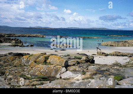 Aughrusbeg Beach, Connemara, près de Cleggan, comté de Galway, Irlande Banque D'Images