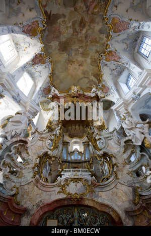 Autel dans l'église de pèlerinage de la Sainte Quatorze Saints, Wallfahrtskirche de Vierzehnheiligen près de Bad Staffelstein, Oberfranken Banque D'Images