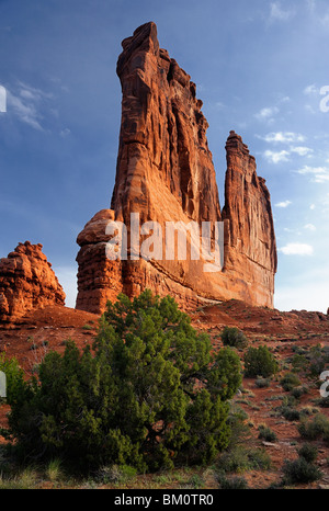 Les tours du palais de justice - l'Orgue, Sunrise - Arches National Park, Moab, Utah, USA Banque D'Images