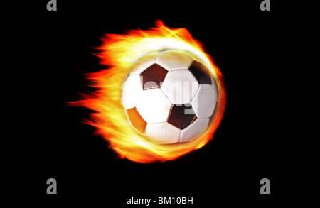 Ballon de soccer en feu Banque D'Images