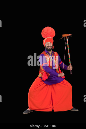 Le Bhangra danse folklorique traditionnelle du Pendjab en Inde du Nord Banque D'Images