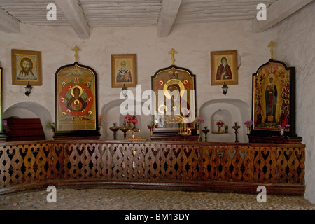 La Russie Petchory Pskov Region Saint monastère orthodoxe de la Dormition fondée en 1473 l'église Saint-Nicolas de thaumaturge 16e Banque D'Images
