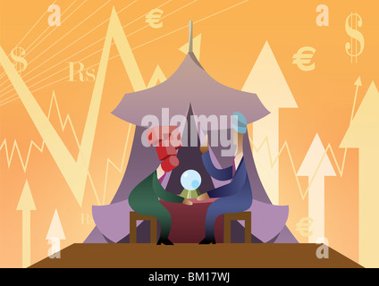 Businessman with fortune teller Banque D'Images