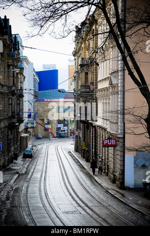 Rue Rumunska, Liberec, République tchèque. Banque D'Images