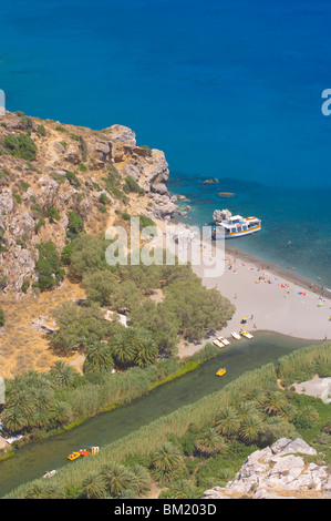 Plage, Preveli, Rethymno, Crète, îles grecques, Grèce, Europe Banque D'Images