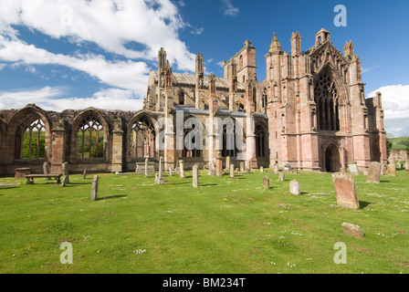 Abbaye de Melrose, Melrose, Borders, Scotland, Royaume-Uni, Europe Banque D'Images