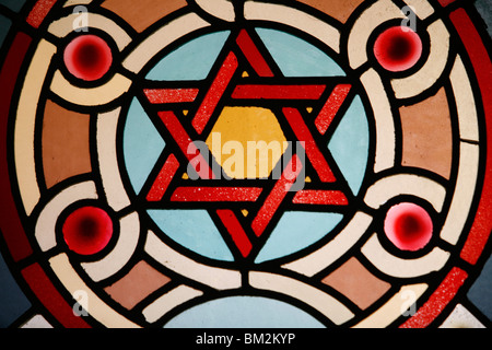 Vitrail de la Synagogue de la rue Eldrige, Manhattan, New York, USA Banque D'Images