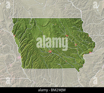 Carte politique, de l'Iowa. Banque D'Images