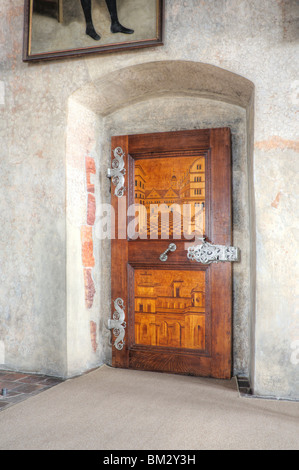 Vieux Palais Royal, Ludvik Wing,le château de Prague - Intérieur - Détail de la porte Banque D'Images