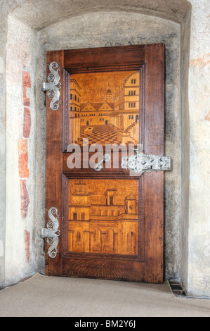 Vieux Palais Royal, Ludvik Wing,le château de Prague - Intérieur - Détail de la porte Banque D'Images