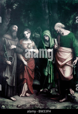 Les Saints Pierre, Marthe, Marie Madeleine, et Leonard, par Antonio Allegri da Correggio, (1489/94-1534) Banque D'Images