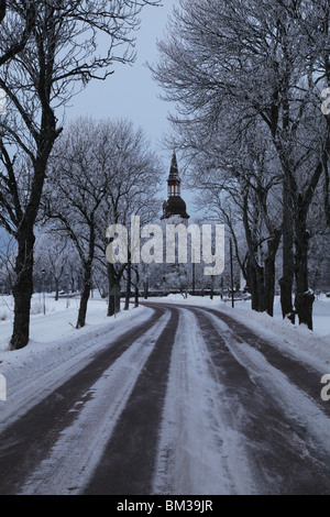 L'archipel d'Aland Åland Jomala Church entre la Finlande et la Suède en hiver Banque D'Images