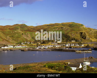 Vue sur le vieux village de carrières d'ardoise de l'île d'Easdale Ellenabeich. L'île de Seil, Argyll and Bute, Ecosse, UK, Grande-Bretagne Banque D'Images